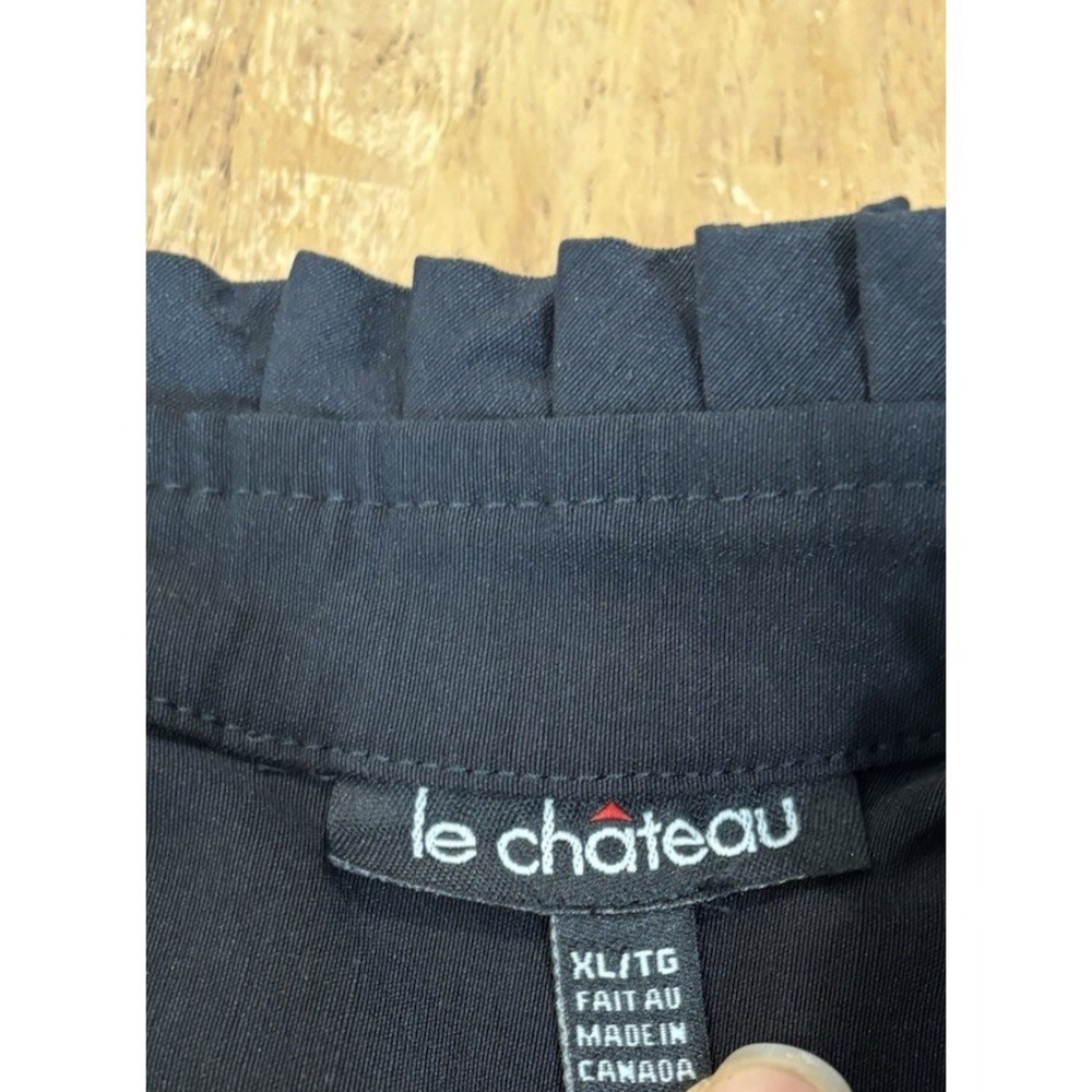 Vintage Y2K Le Chateau‎ Dress LBD black dress ruffled crossover whimsigoth sz XL - Picture 7 of 12